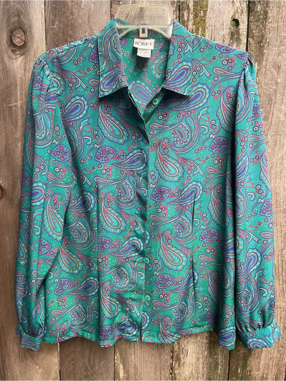 Vintage Teal Paisley Button-Up Shirt